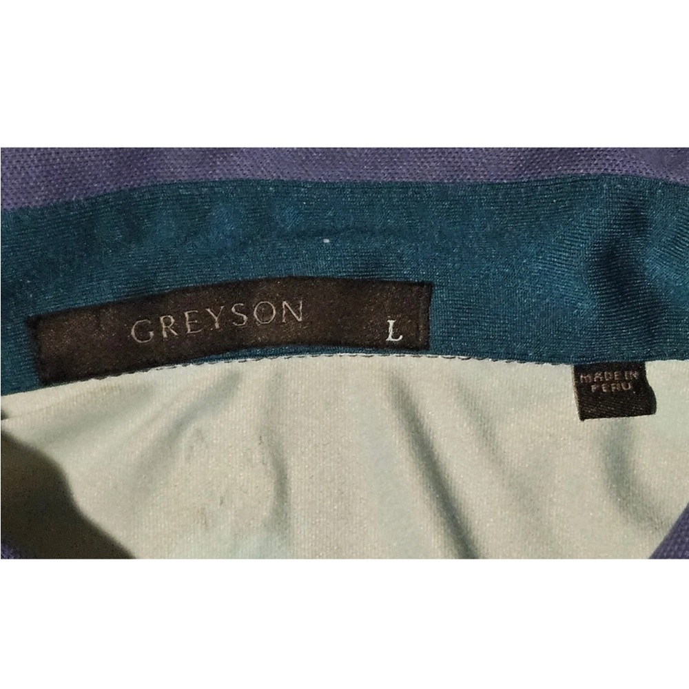 Greyson Golf Polo Shirt Large Blue Clouds AOP Short Sleeve Stretch Performance - Picture 3 of 6